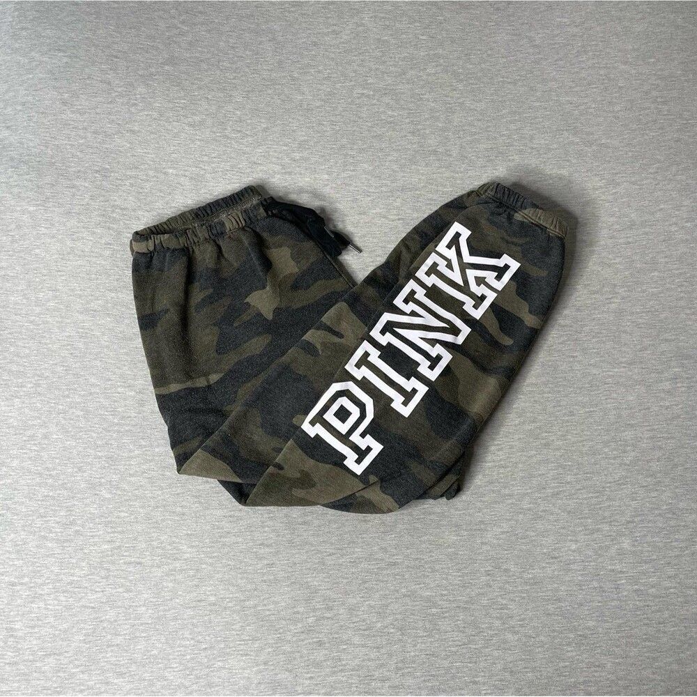 Victoria's Secret PINK Logo Camouflage Ivy Fleece Campus Jogger Sweatpants - Picture 4 of 11
